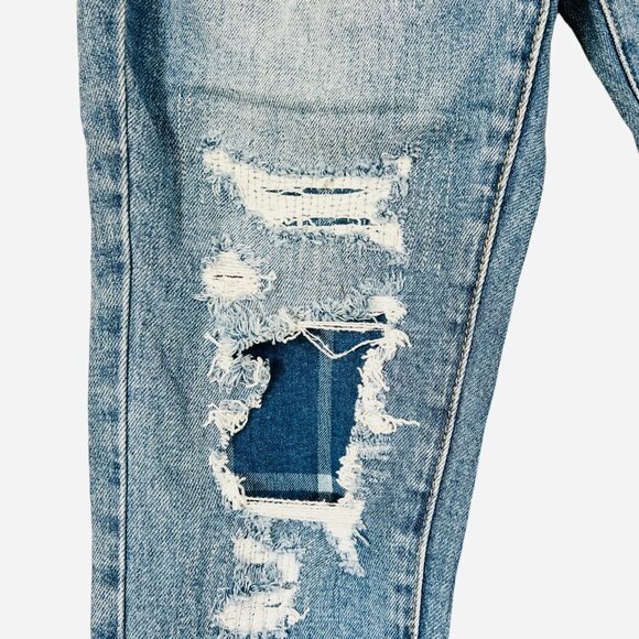 NWT I&M Jeans Women's Distressed Tom Girl High Rise Stretch Blue Jeans Size 3 - Picture 7 of 14